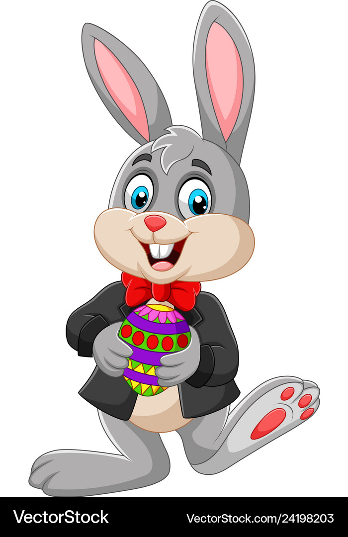 Easter bunny holding easter egg Royalty Free Vector Image