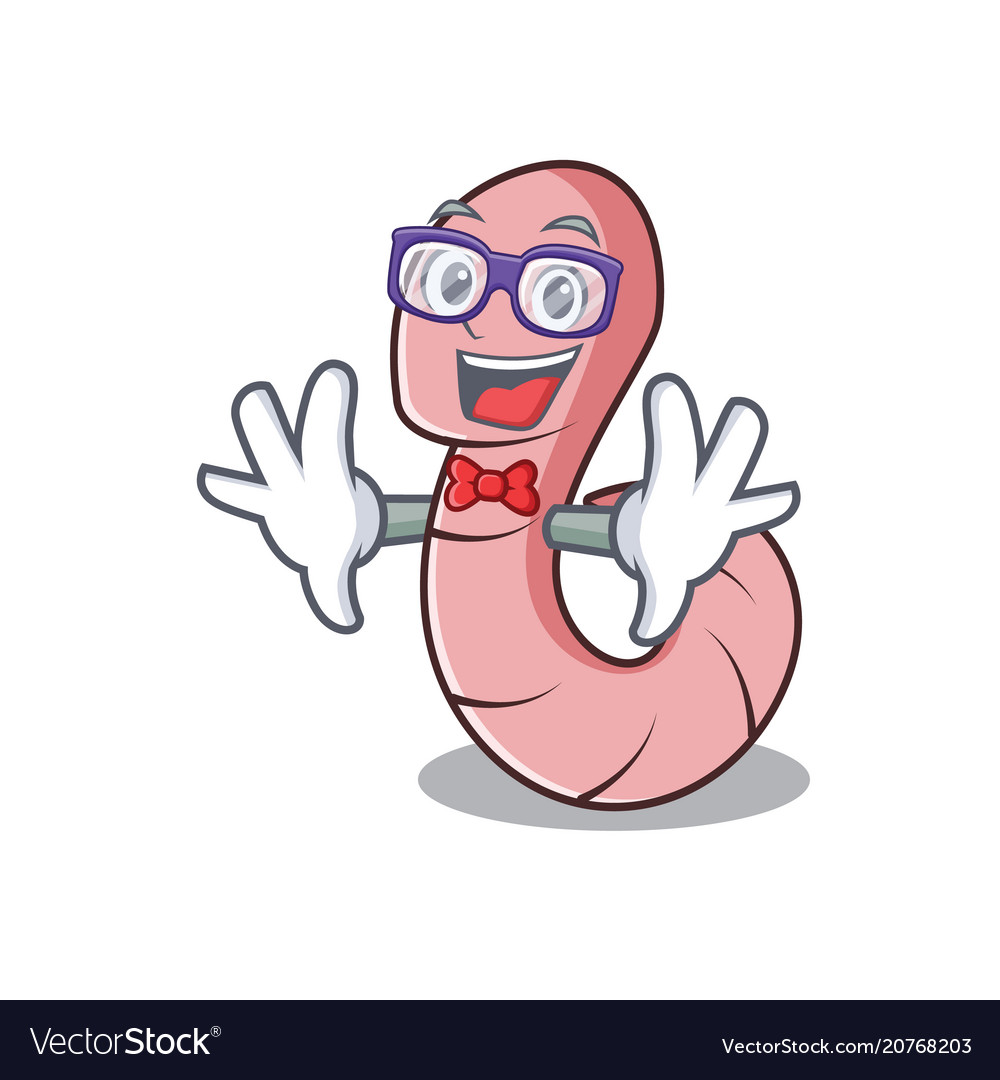 Geek worm character cartoon style