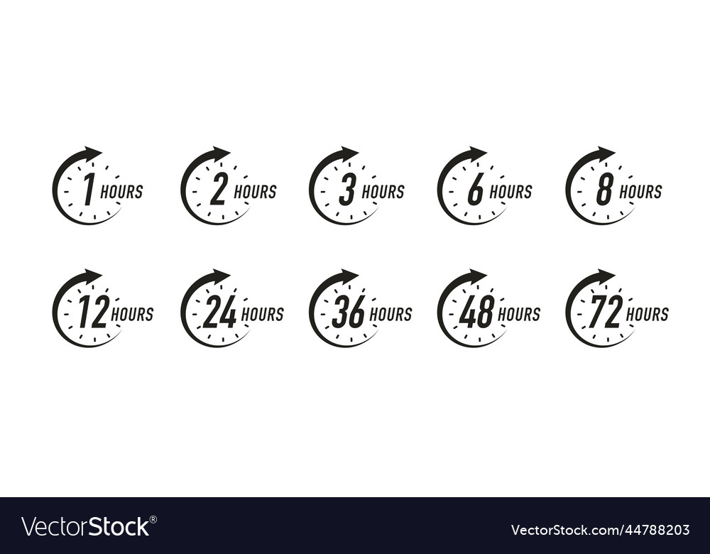 Hours Timer Symbol Set - Clock & Stopwatch