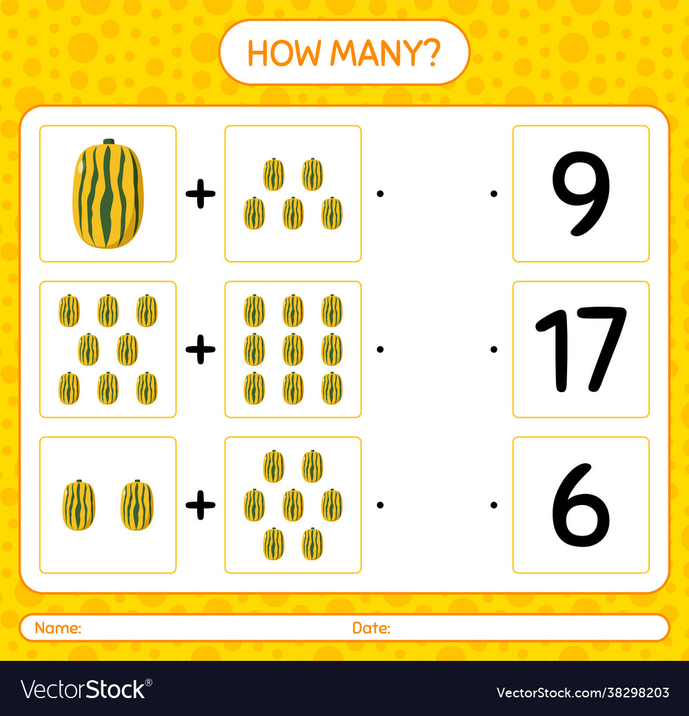 How many counting game with delicata squash vector image How many counting game with delicata squash