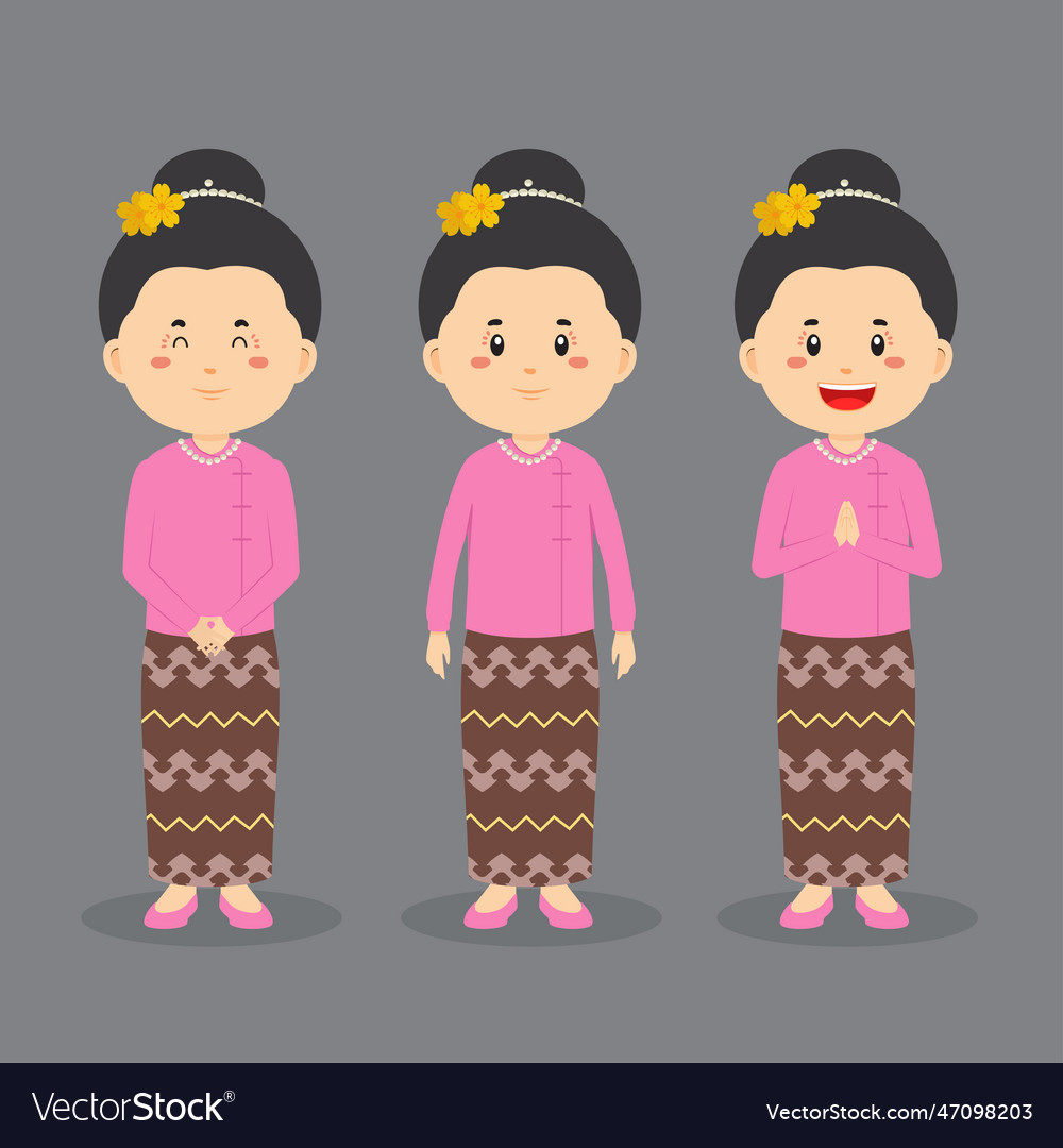 Myanmar character with various expression
