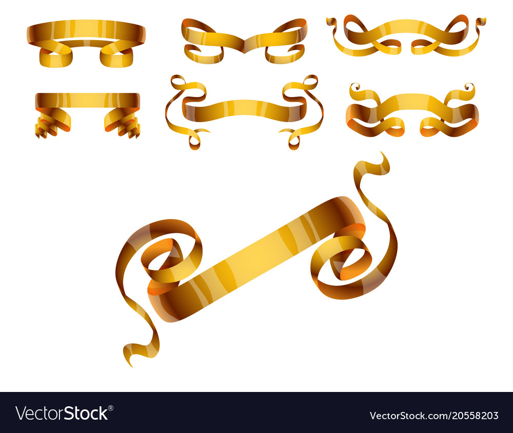 Ribbons Realistic Gold Tape Flag Banner Royalty Free Vector