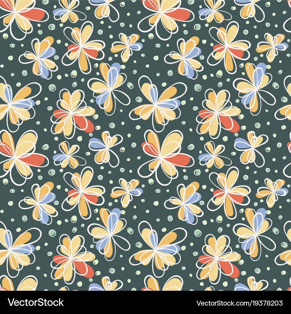 Seamless doodle floral pattern Royalty Free Vector Image