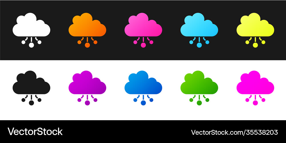 Set cryptocurrency cloud mining icon isolated Vector Image