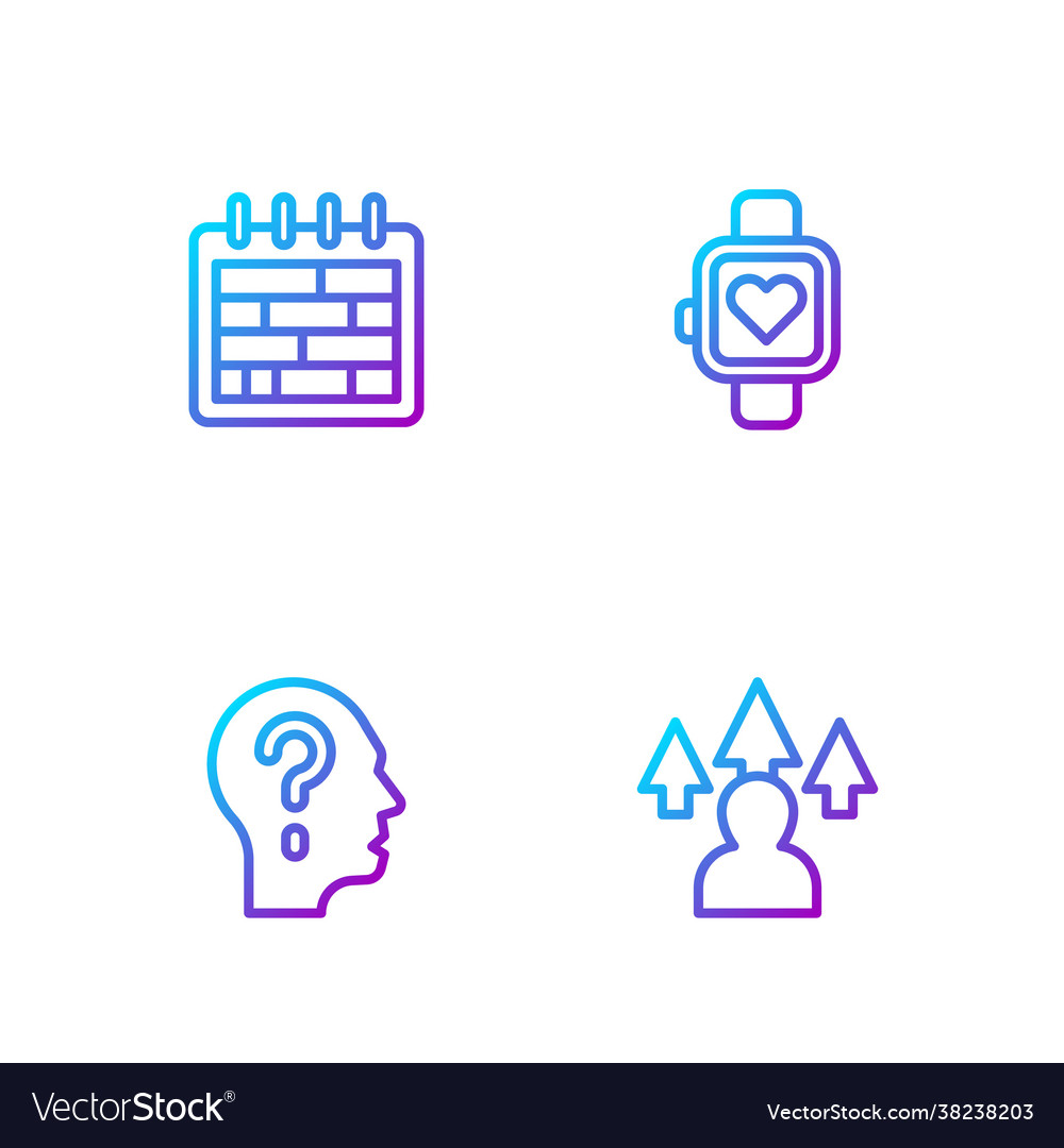 Set line front end development head with question vector image Set line front end development head with question