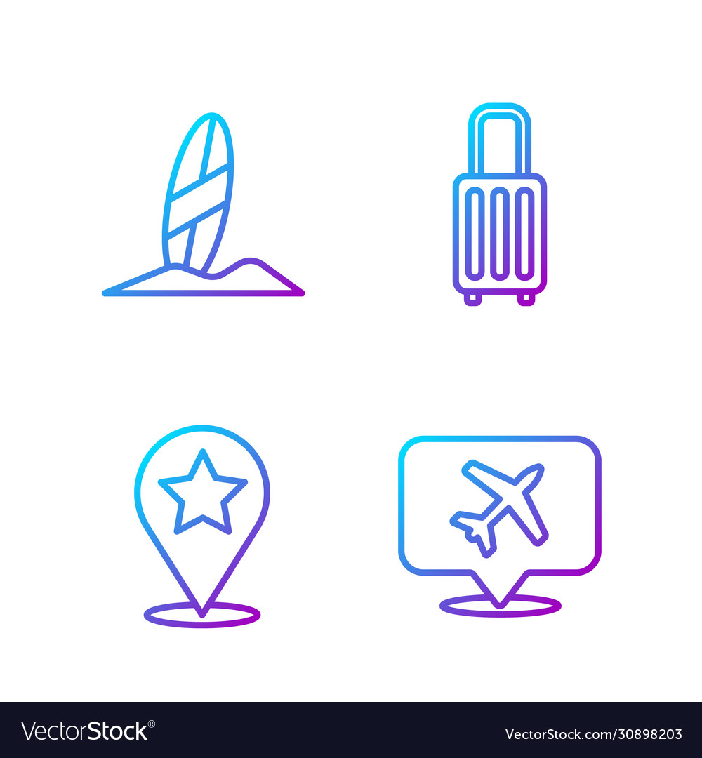 Set line speech bubble with airplane map pointer vector image Set line speech bubble with airplane map pointer