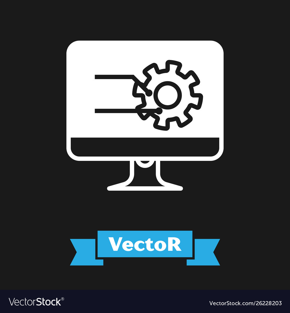 White computer monitor with graph chart icon vector image White computer monitor with graph chart icon