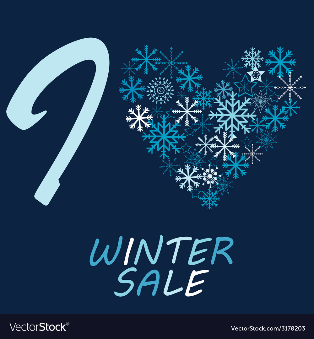 With snow flake and message i love winter sale