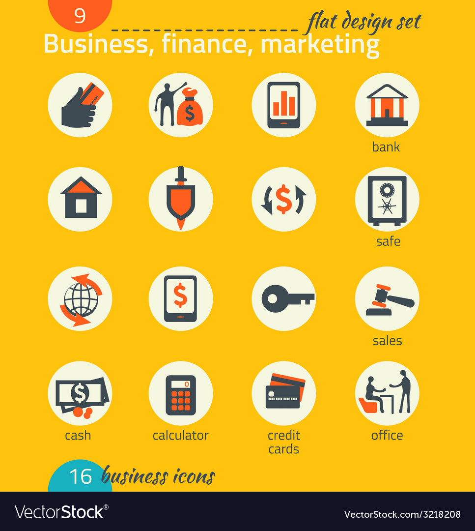 Business icon set software and web development