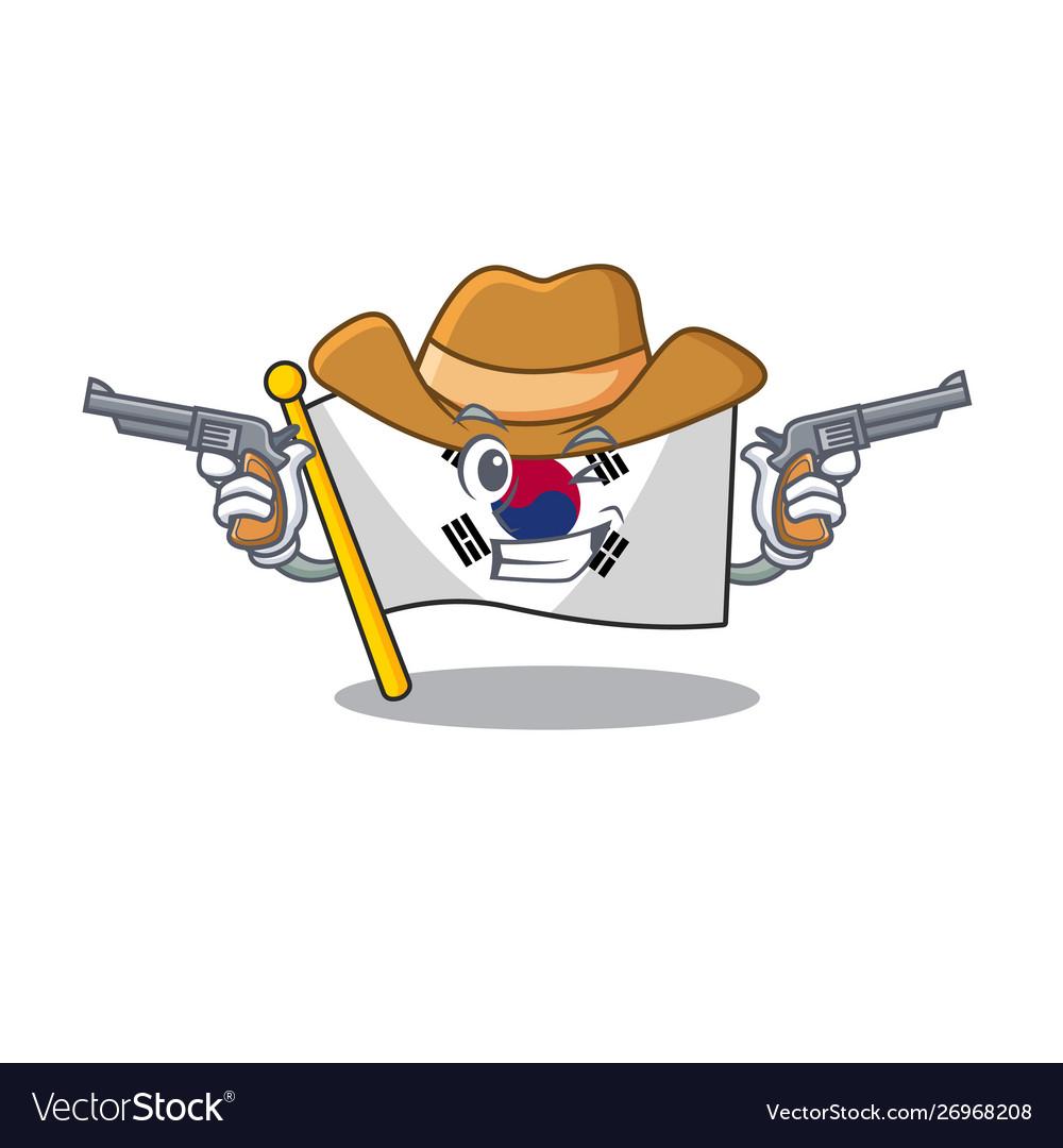 Cowboy korean flag Cartoon flattern auf pole