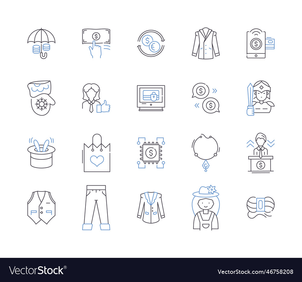 Fashion industry outline icons collection