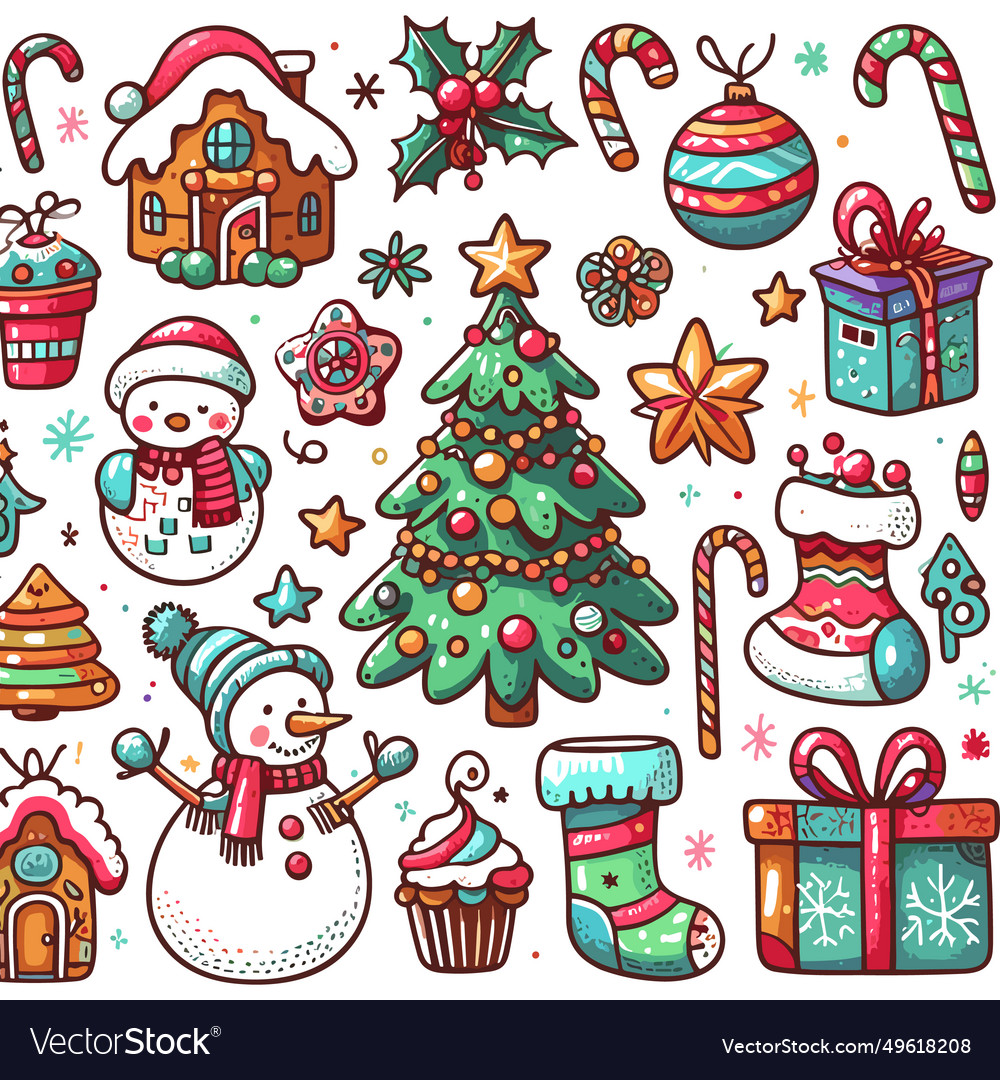 Geometric christmas elements set Royalty Free Vector Image