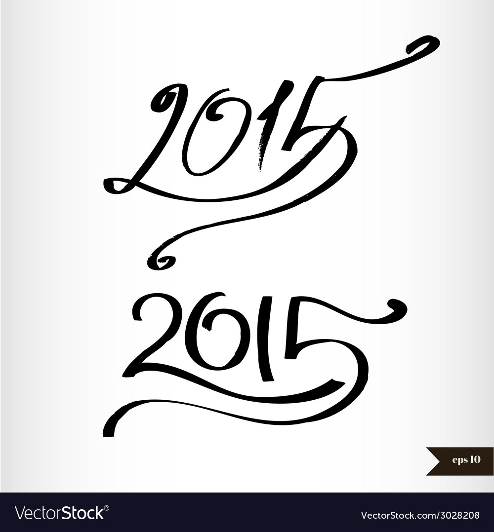 Happy new year handwritten calligraphic watercolor