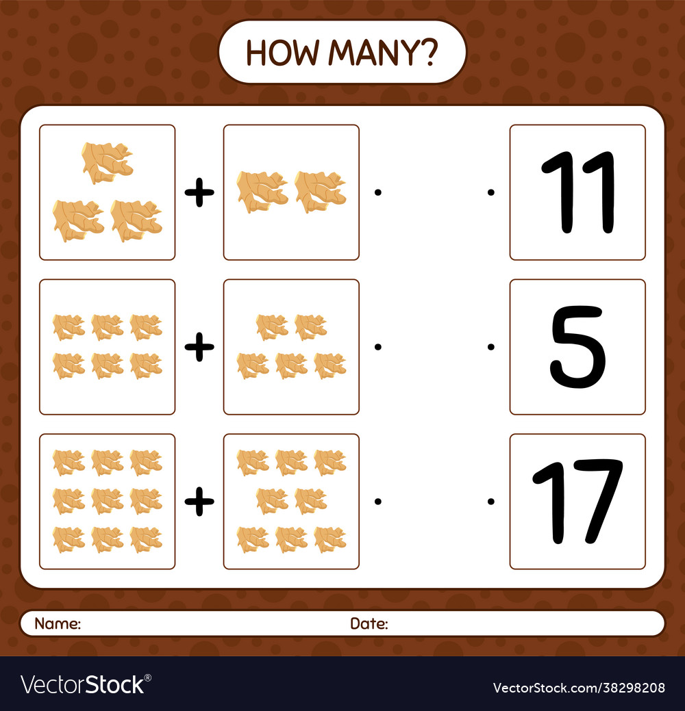 How many counting game with ginger worksheet