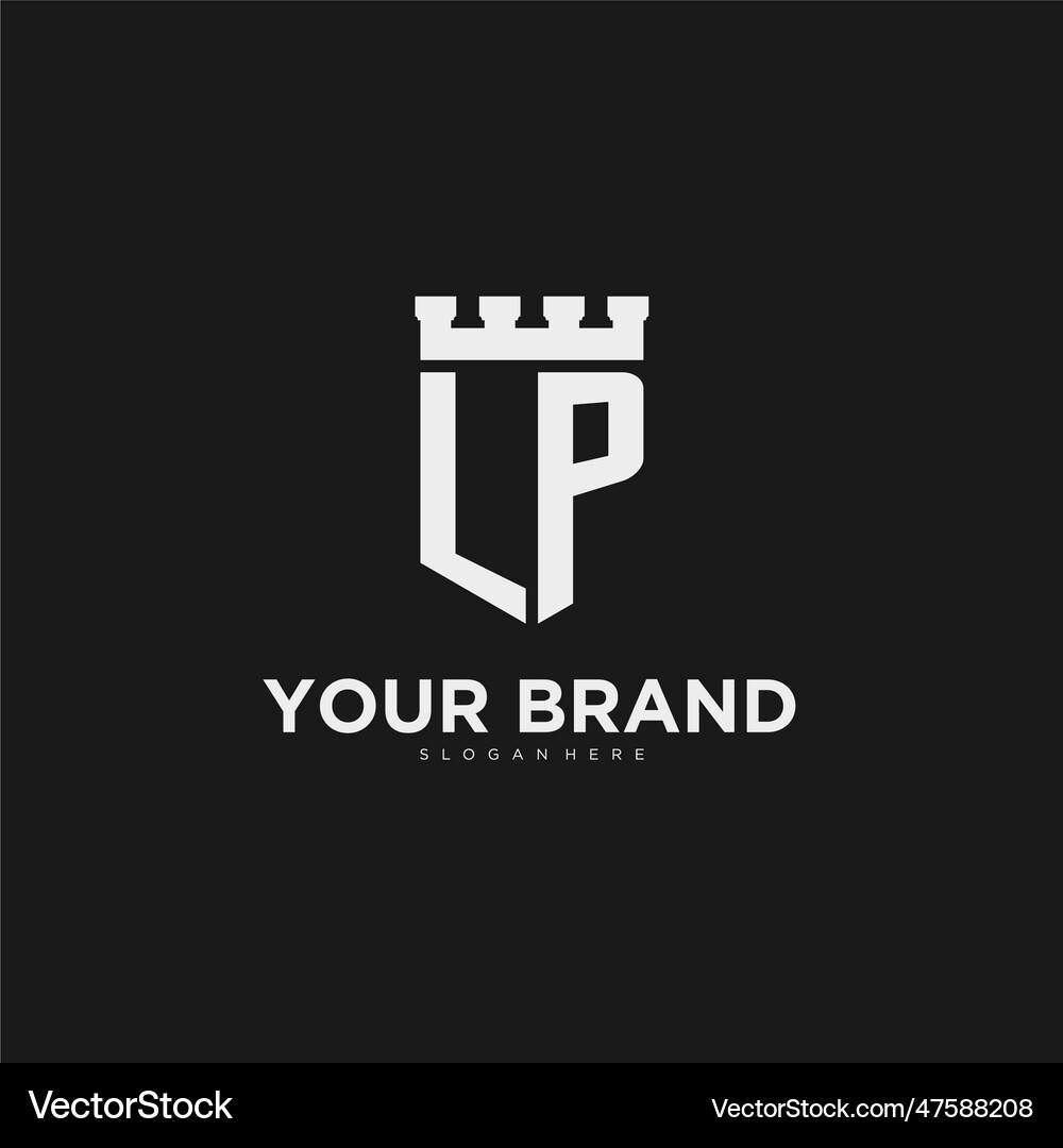 Initials lp logo monogram with shield Royalty Free Vector