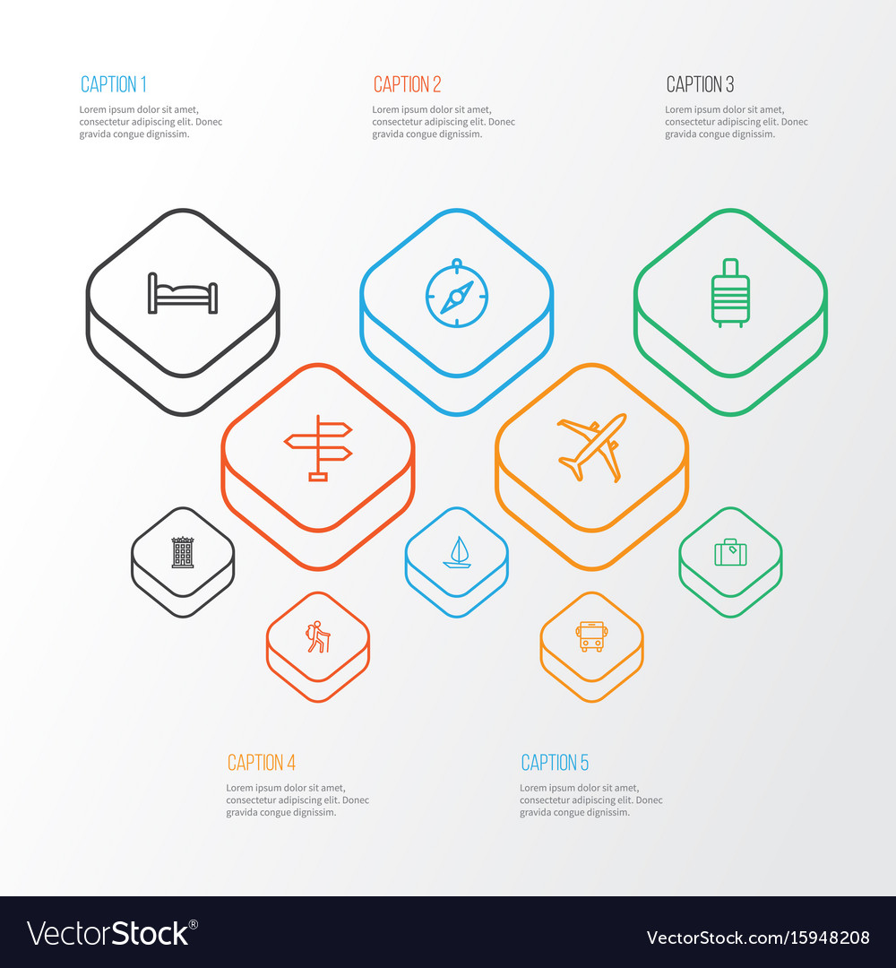 Journey outline icons set collection of building