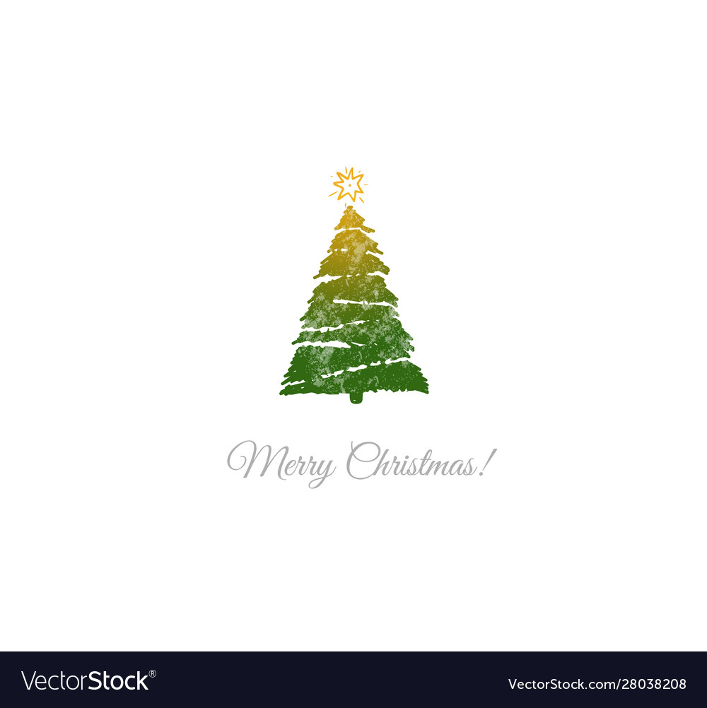 Minimalist christmas card with green christmas Vector Image