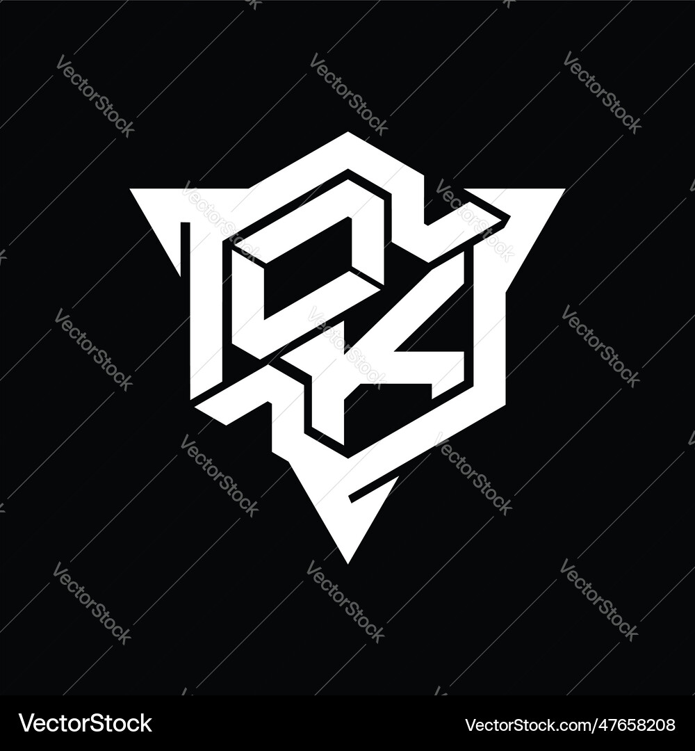 Ok logo monogram hexagon shape with triangle Vector Image