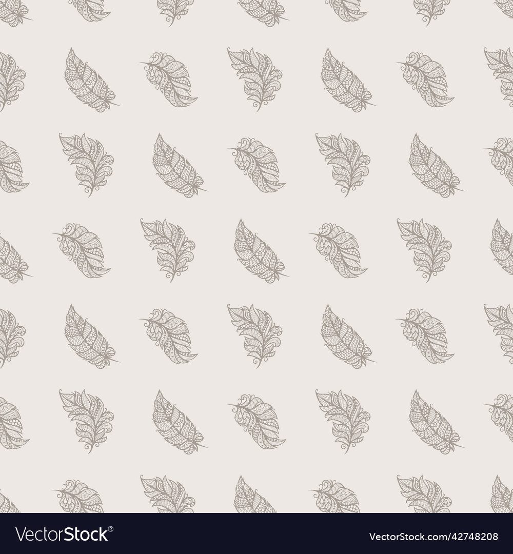 Seamless pattern with decorative feathers Vector Image Seamless pattern with decorative feathers