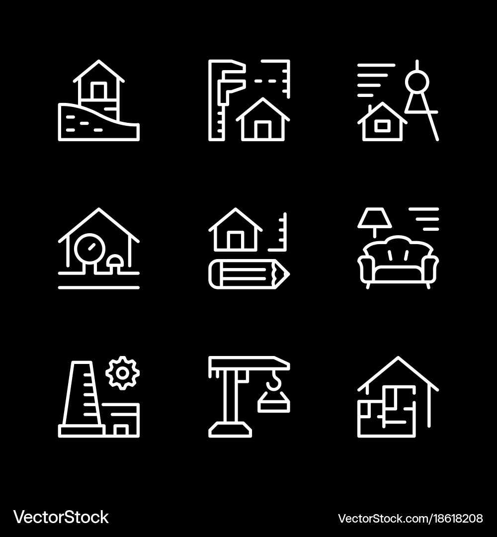 Set line icons of architectural Royalty Free Vector Image