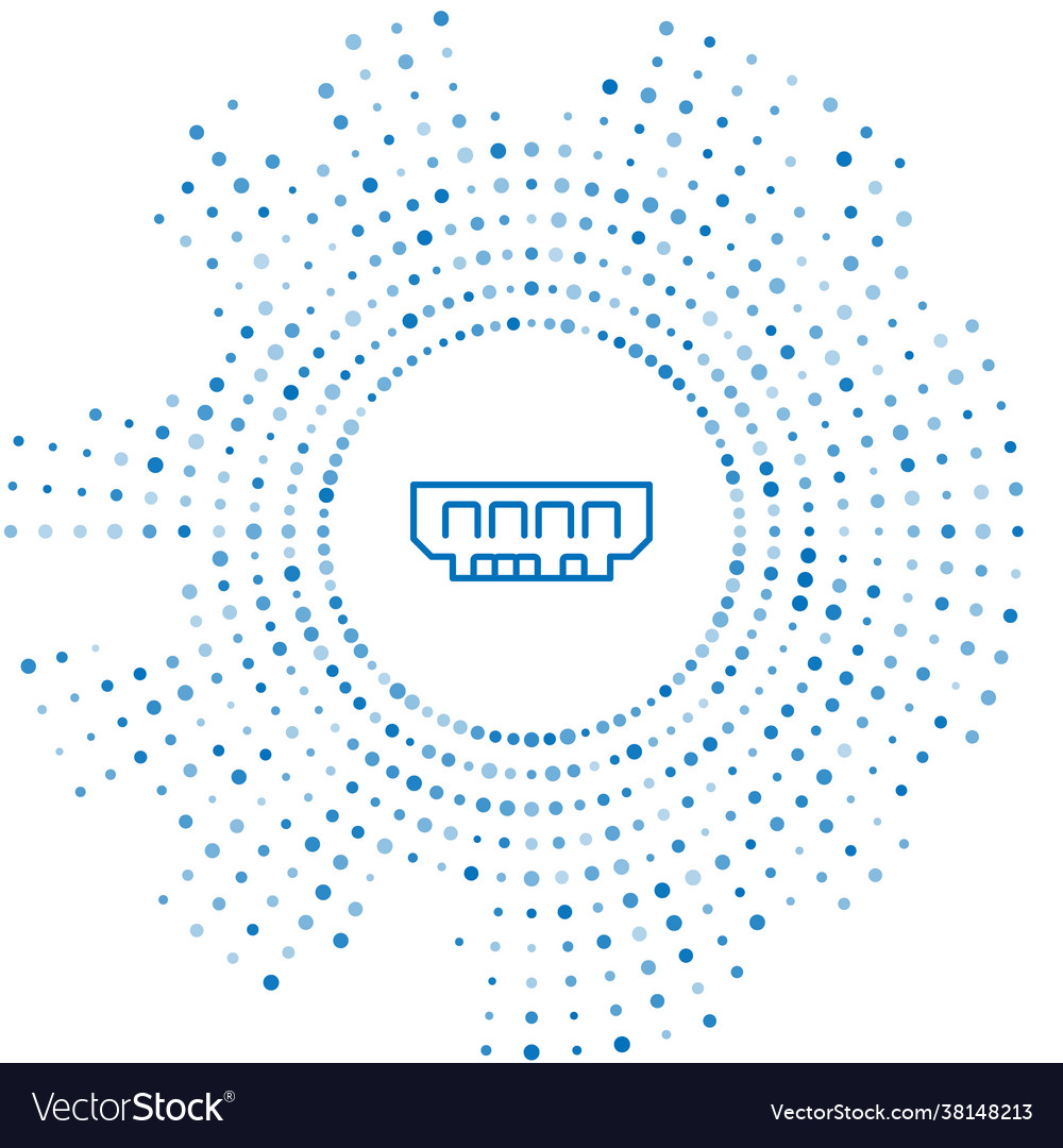 Blue line ram random access memory icon isolated