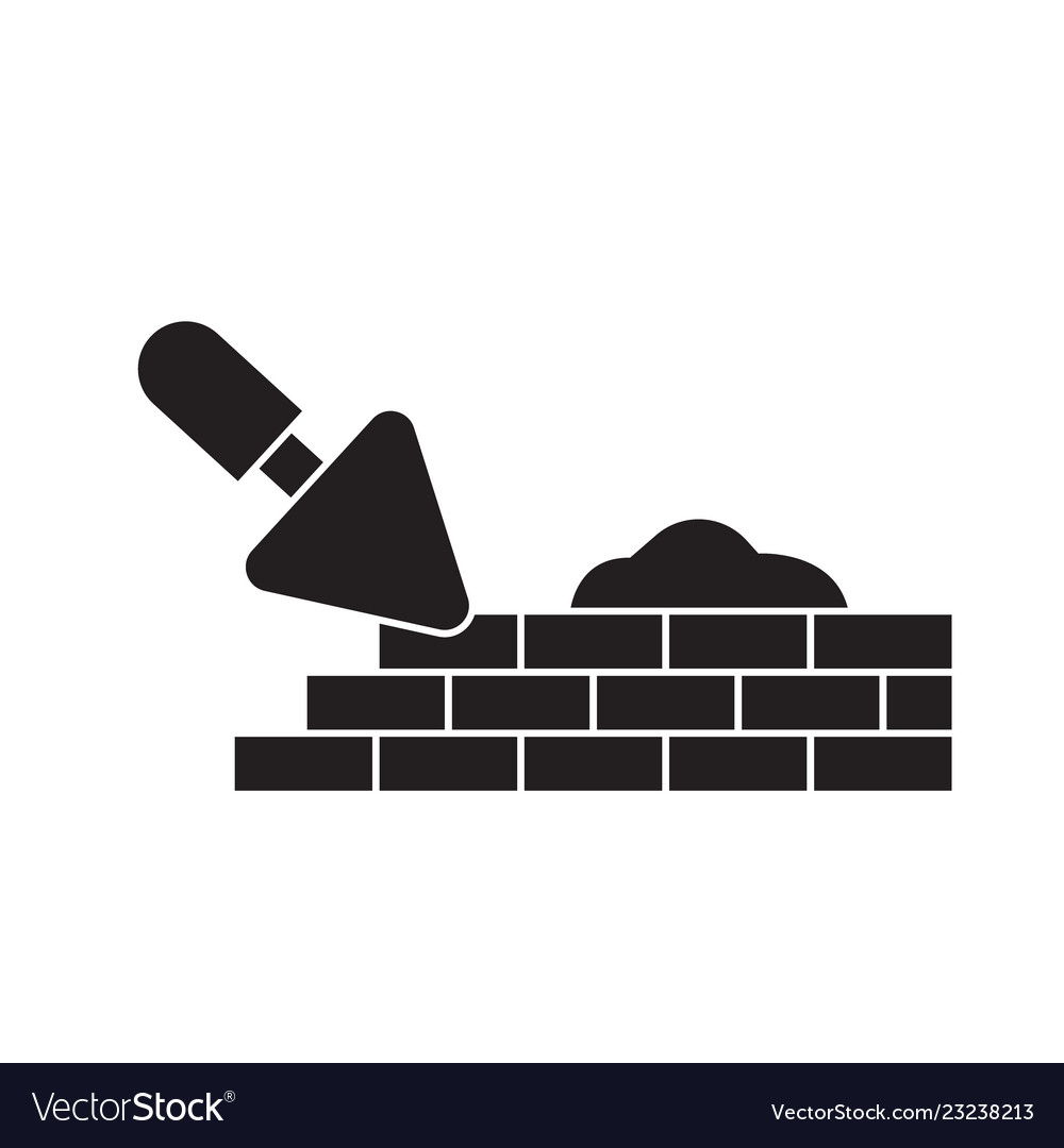 Brick laying masonry black concept icon Royalty Free Vector