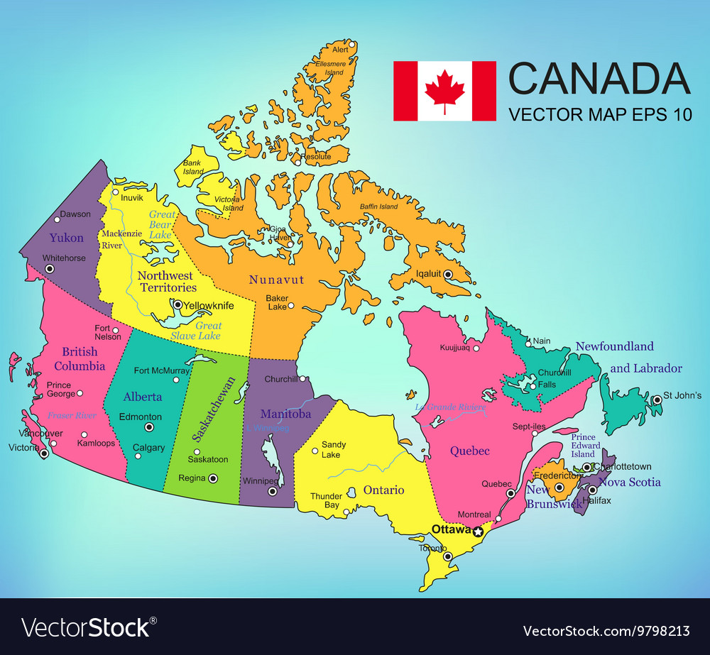 Canada Map With Provinces All Territories Are Vector Image   Canada Map With Provinces All Territories Are Vector 9798213 