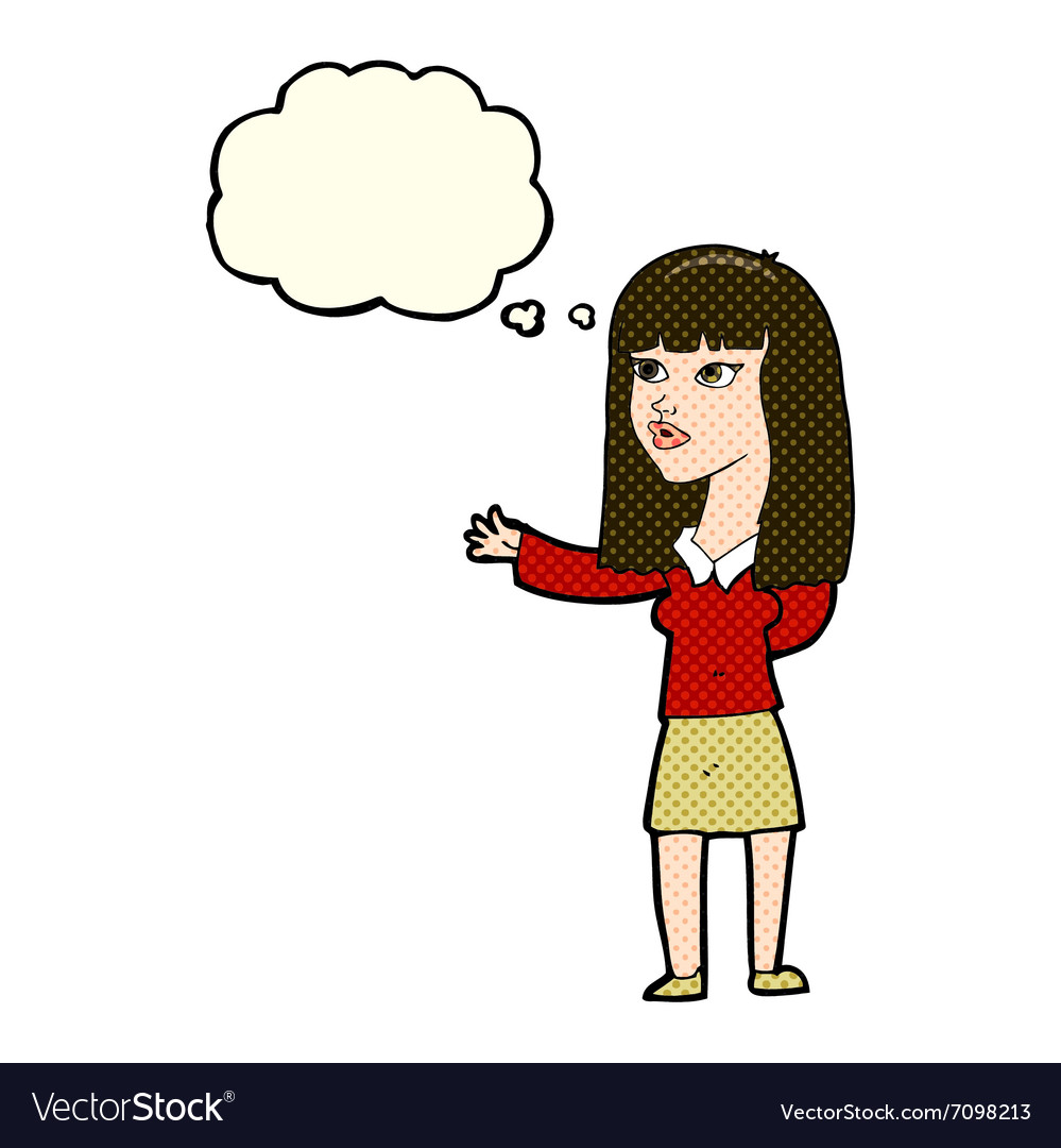 Cartoon woman gesturing to show something Vector Image