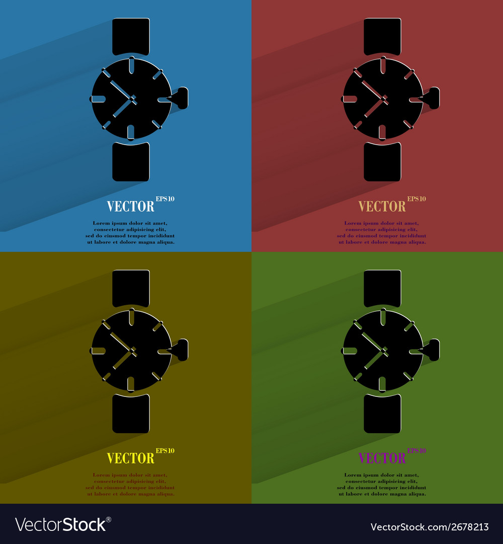 Color set watchclock flat modern web button