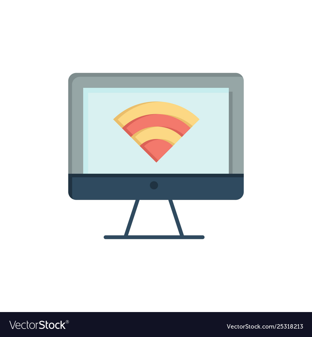 Computer monitor wifi signal flat color icon Vector Image Computer monitor wifi signal flat color icon
