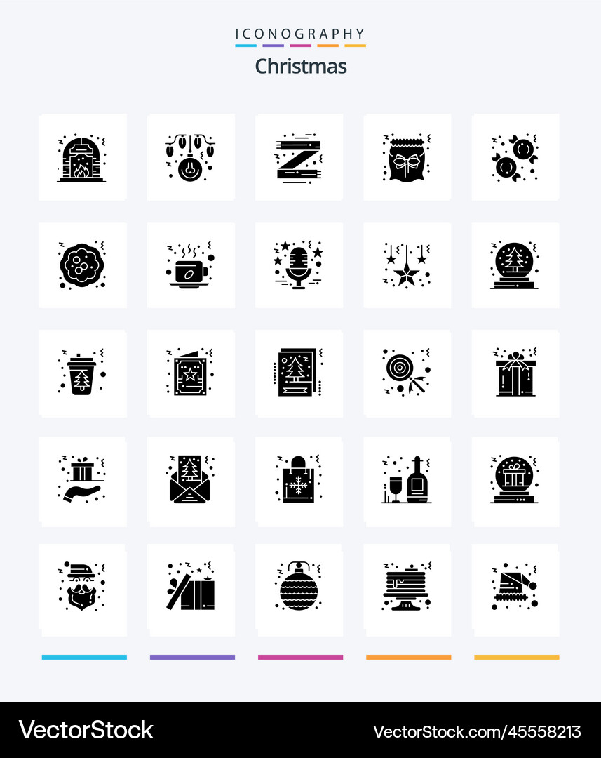 Creative christmas 25 glyph solid black icon pack Vector Image