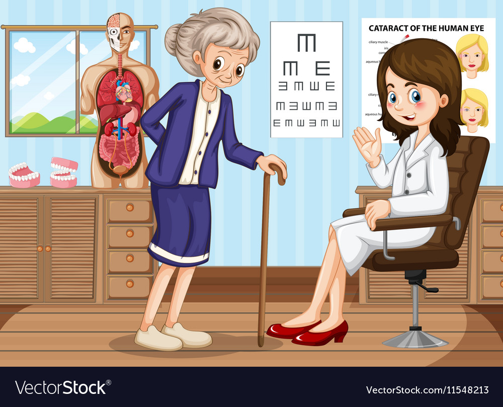 Doctor And Old Woman In Clinic Royalty Free Vector Image