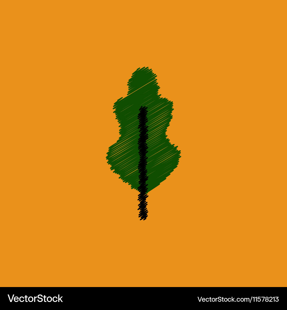 Flat icon design collection tree leaf Royalty Free Vector