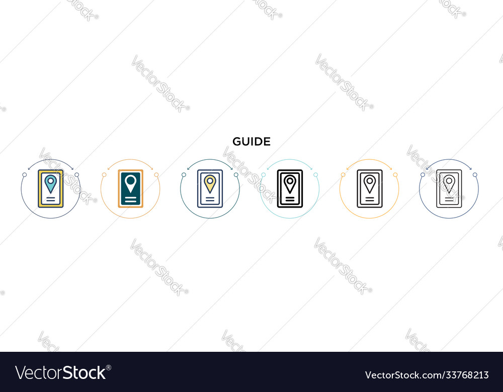 Guide icon in filled thin line outline and stroke