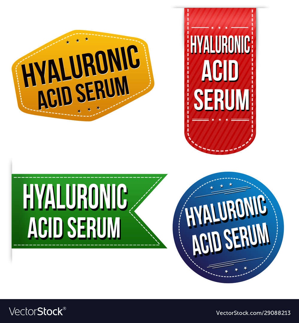 Hyaluronic acid serum sticker or label set