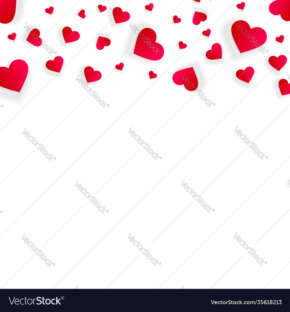 Love border with falling pink hearts frame Vector Image