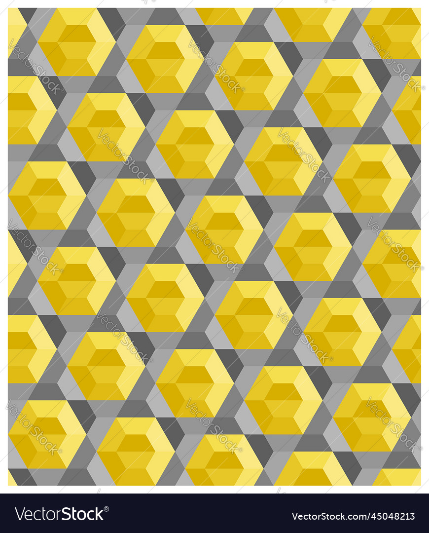 Seamless background yellow hexagonal shape pattern vector image Seamless background yellow hexagonal shape pattern