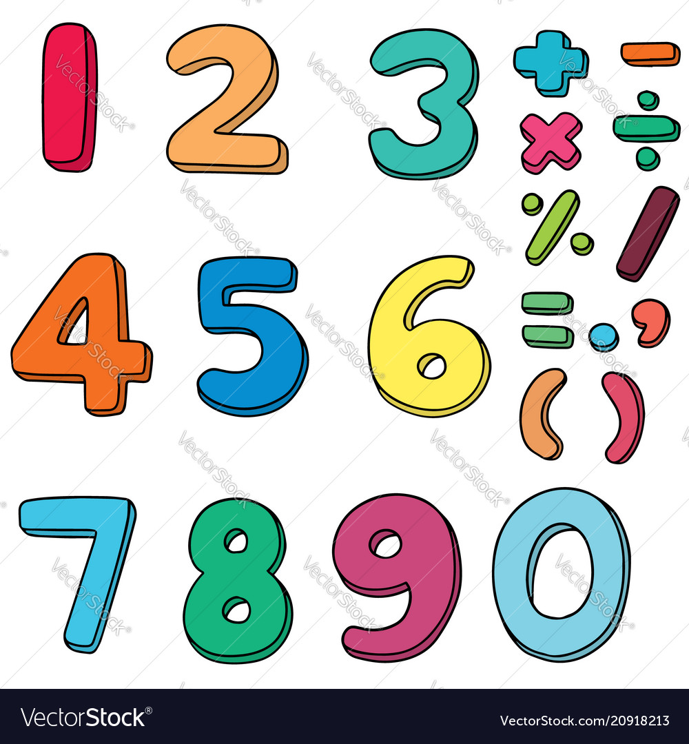Set of number vector image Set of number