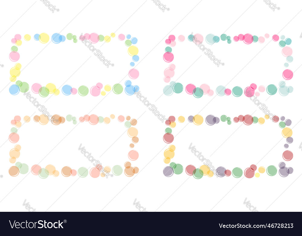 Set of rectangular frames colored soap bubbles