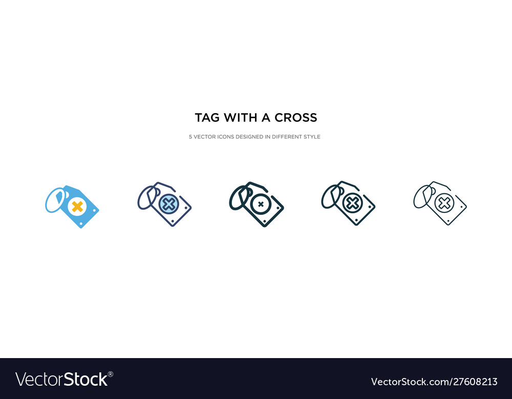 Tag with a cross icon in different style two