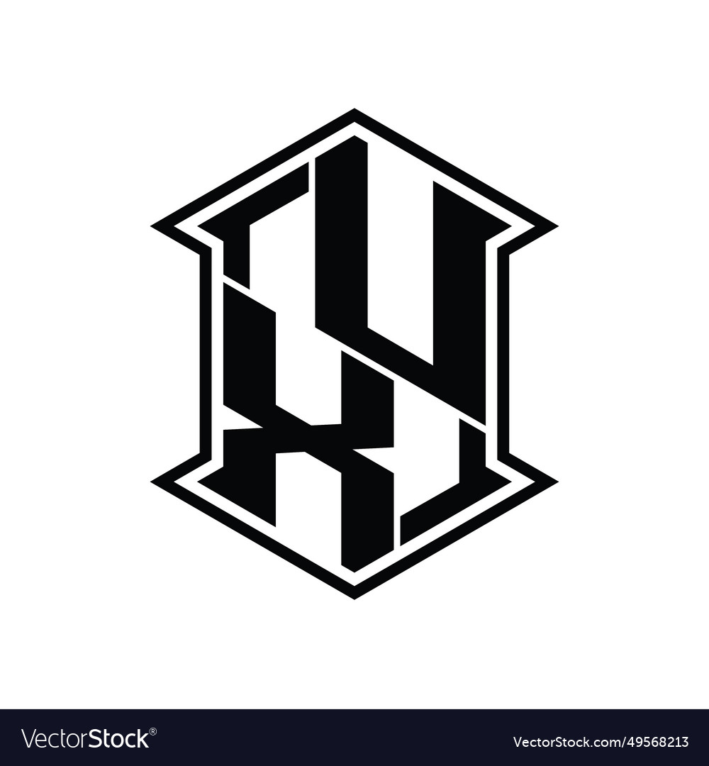 Ux logo monogram hexagon shield shape up and down
