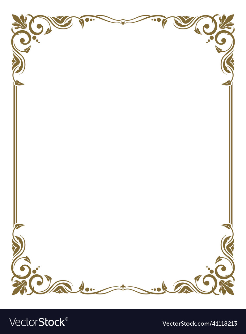 Vintage card frame with golden floral ornament Vector Image