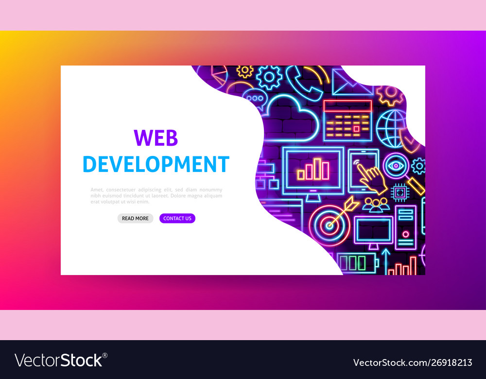 Web development neon landing page