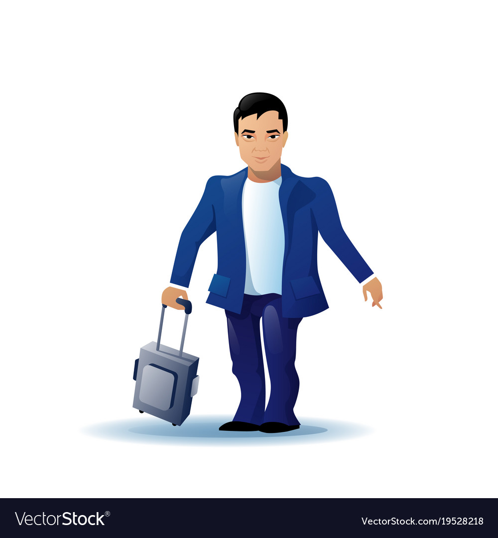 Asian business man cartoon character run holding Vector Image Asian business man cartoon character run holding Vector Image