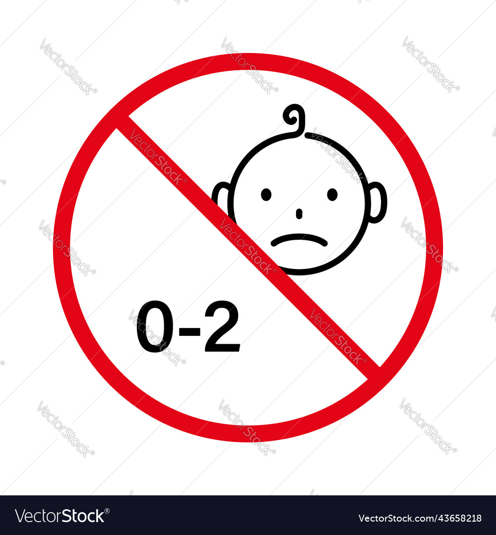 Ban baby age 2 years black line icon no allowed Vector Image