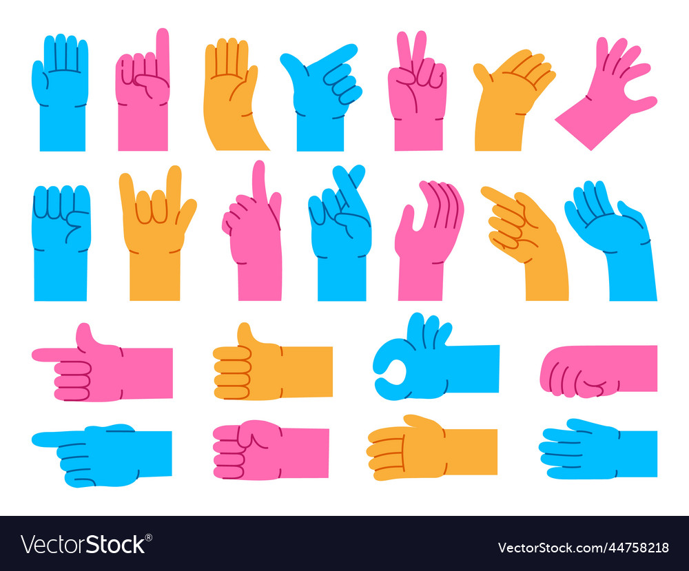 Cartoon Hand Gestures Different Abstract Arms Vector Image 9885