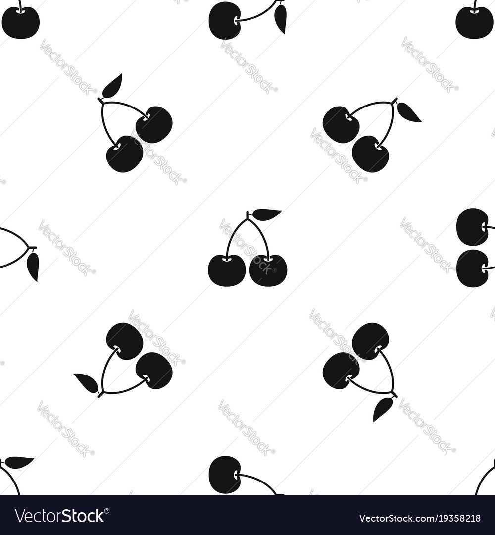 Cherry pattern seamless black Royalty Free Vector Image