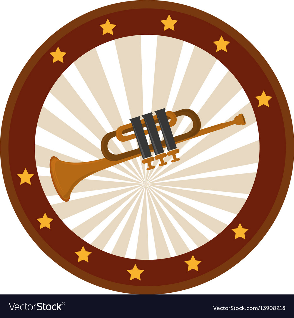 Color Circular Frame With Trumpet Royalty Free Vector Image Color Circular Frame With Trumpet Vector Image