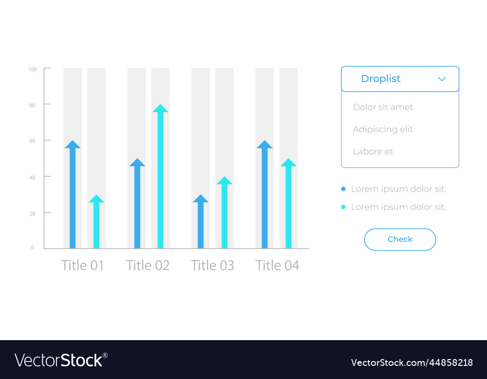 Comparison chart ui element template Royalty Free Vector