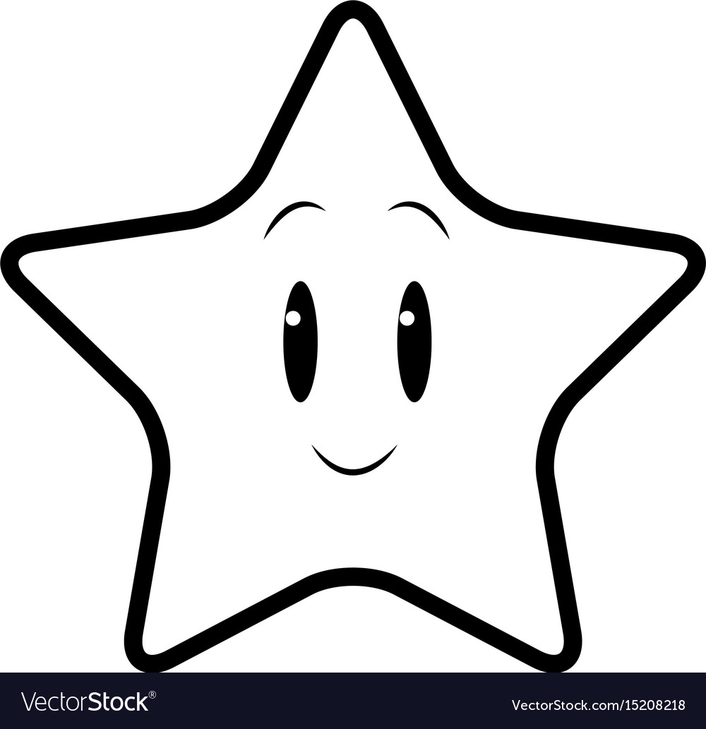 Cute kawaii star face emoticon character Vector Image